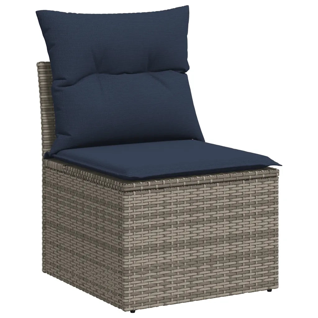 Set Divani da Giardino 9 pz con Cuscini Grigio in Polyrattan