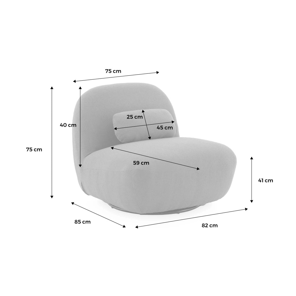 Poltrona girevole 360° bouclé, beige