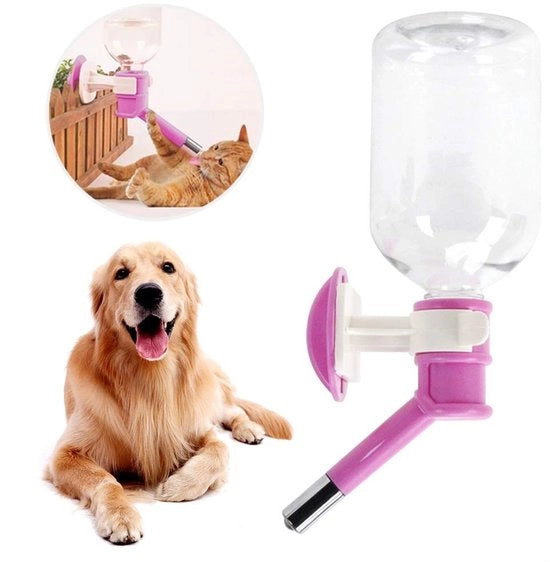 Dispensatore di acqua 500 ml - Fiaschetto automatico per animali - Adatto per cani/gatti - In acciaio inossidabile - Per uso in viaggio - Fiaschetto per animali