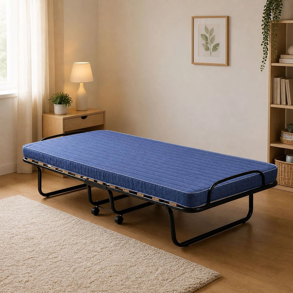 Letto pieghevole Arias, Brandina con rete 12 doghe, Materasso incluso, Lettino salvaspazio, 100% Made in Italy, 80x190h37 cm, Cover protettiva inclusa