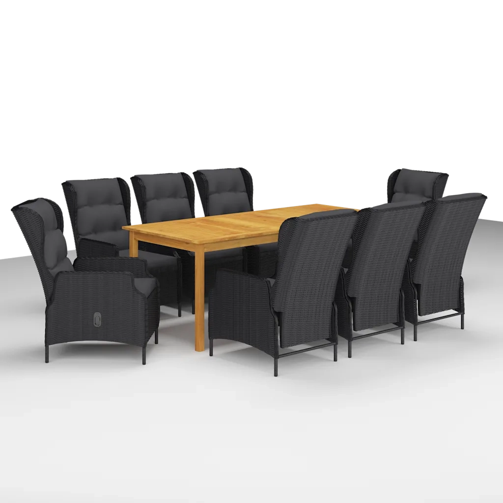 Set da Pranzo da Giardino 9 pz Grigio Scuro
