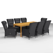 Set da Pranzo da Giardino 9 pz Grigio Scuro