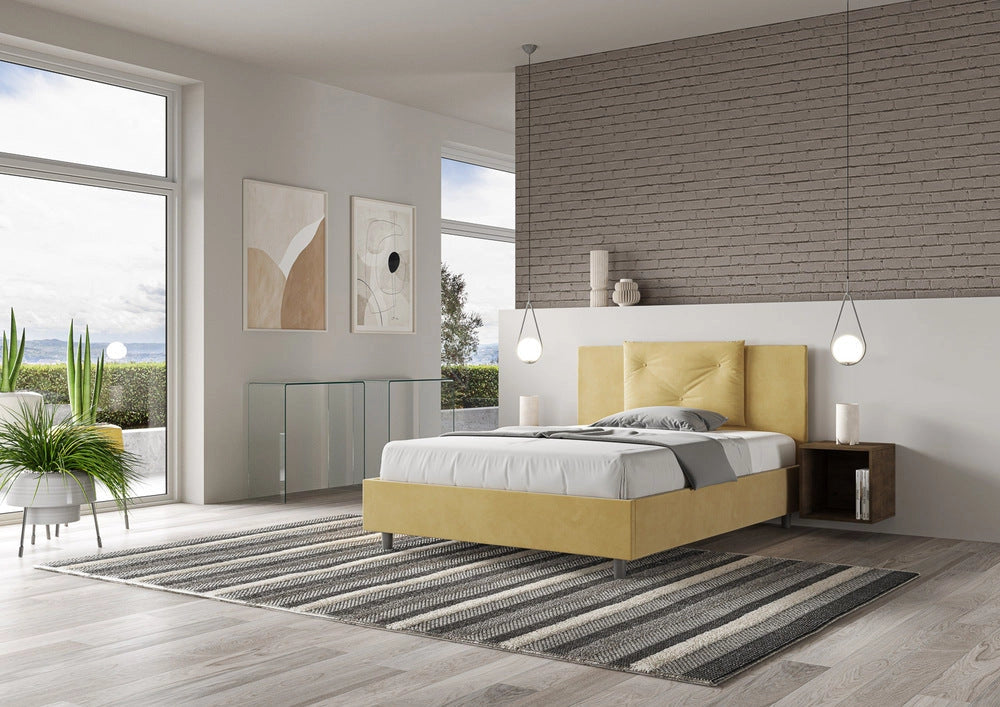 Letto Matrimoniale Large 180x210 cm con Rete Appia Ocra