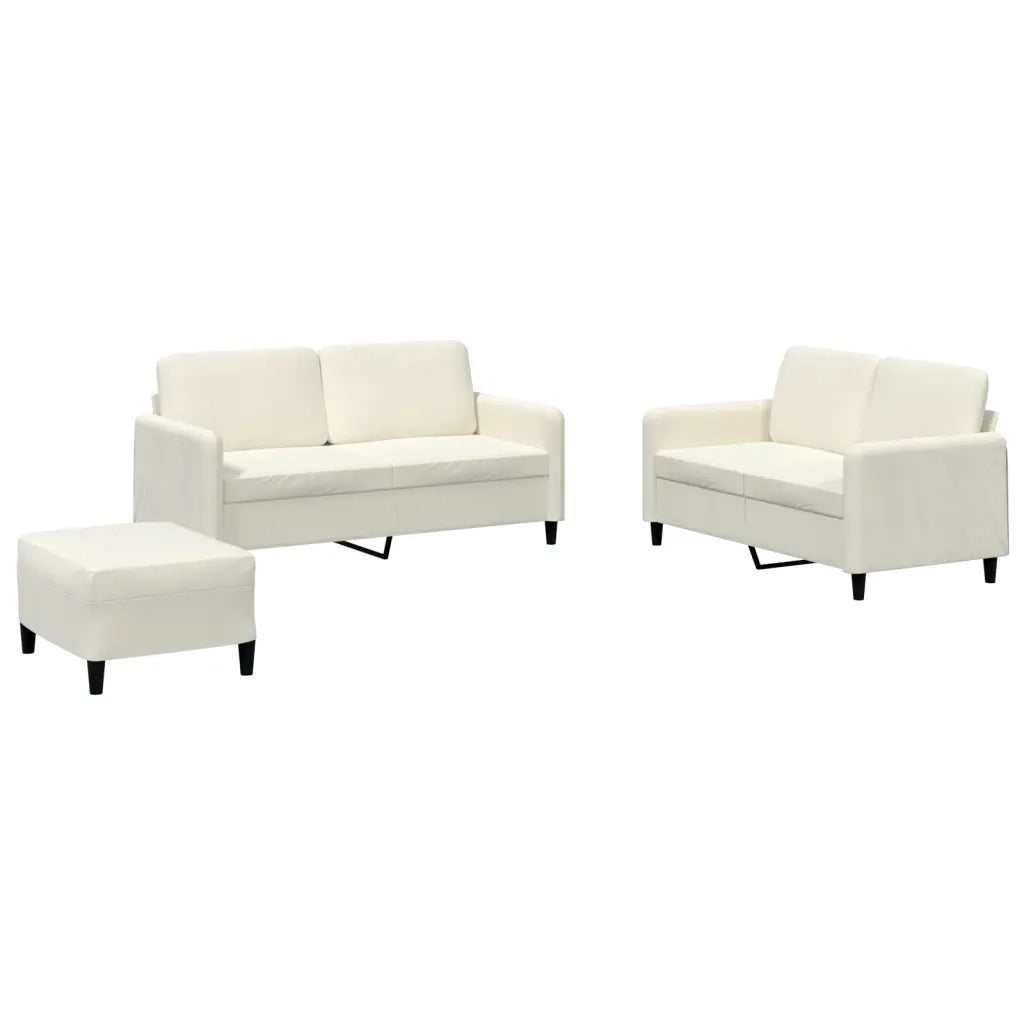 Set di Divani 3 pz Crema in Velluto 3201992