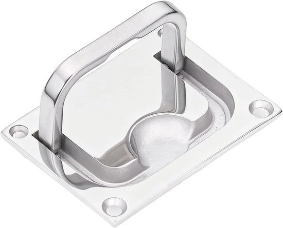 Anello per scarpe in acciaio inossidabile 316 - Tirante a richiudere 76/96mm - Piastra quadrata per pavimento - Per imbarcazioni - Per lucidare specchi - Diametro foro di montaggio 5mm - Coperchio per scarpe
