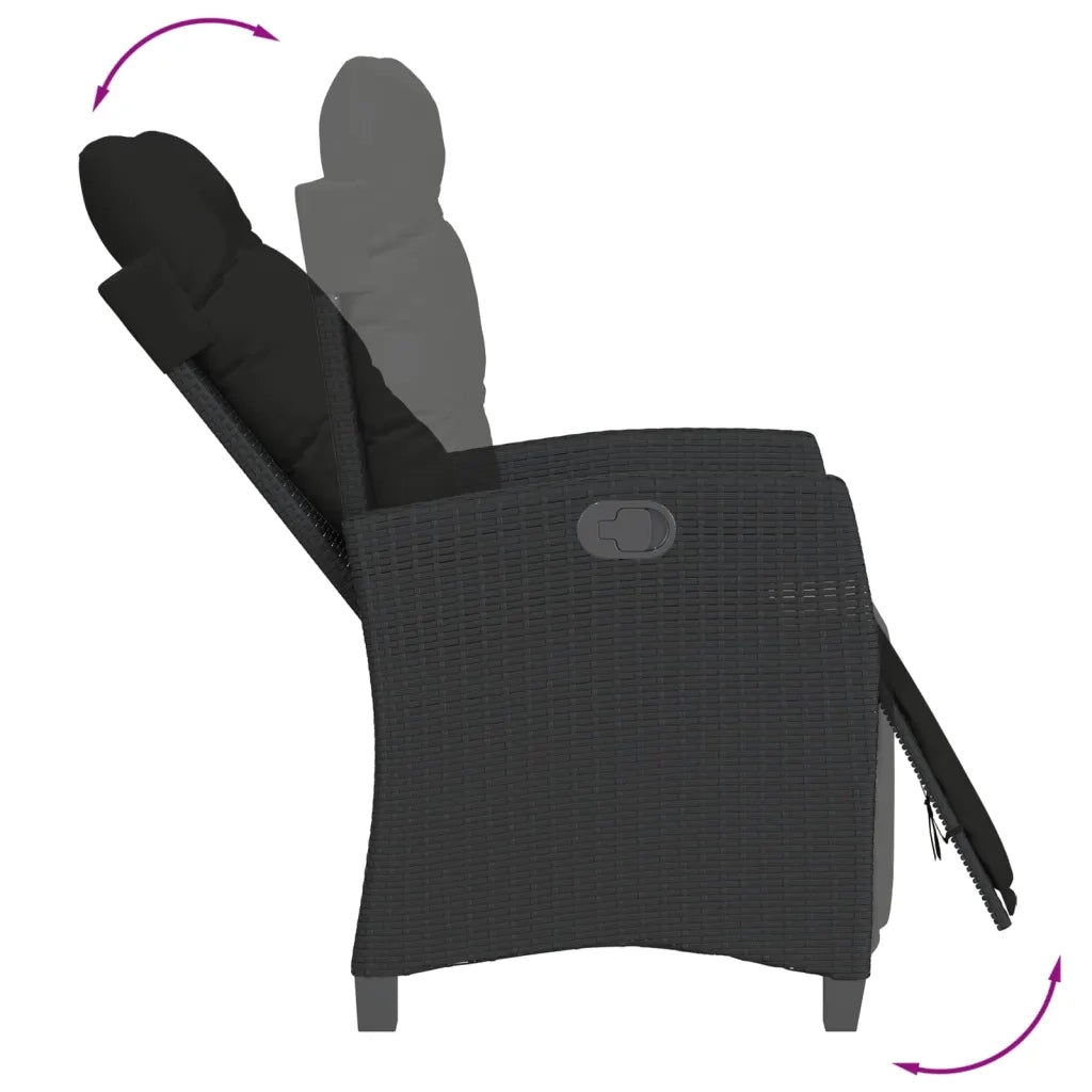 Set da Pranzo da Giardino 5 pz Nero con Cuscini in Polyrattan 3212907