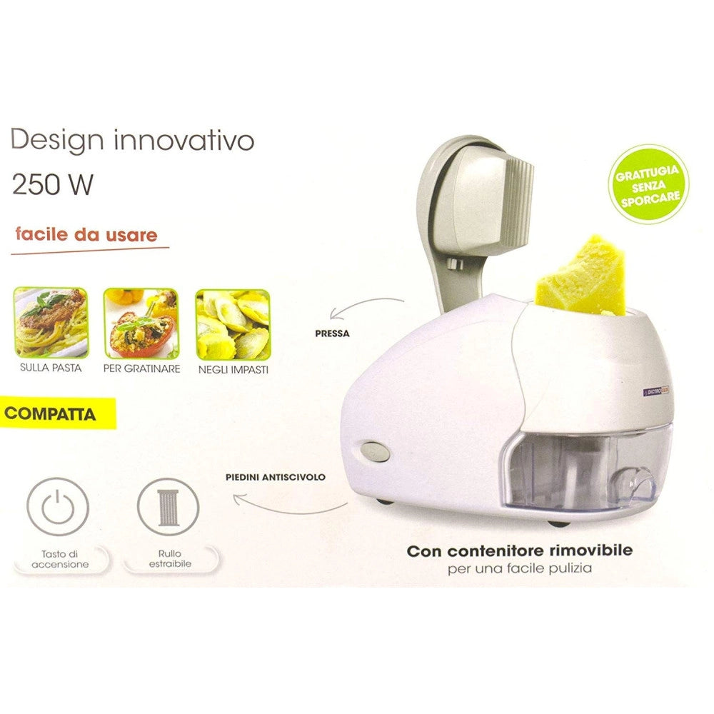 Trade Shop - Grattugia Elettrica Professionale 250w Per Formaggio Con Contenitore E Rullo -
