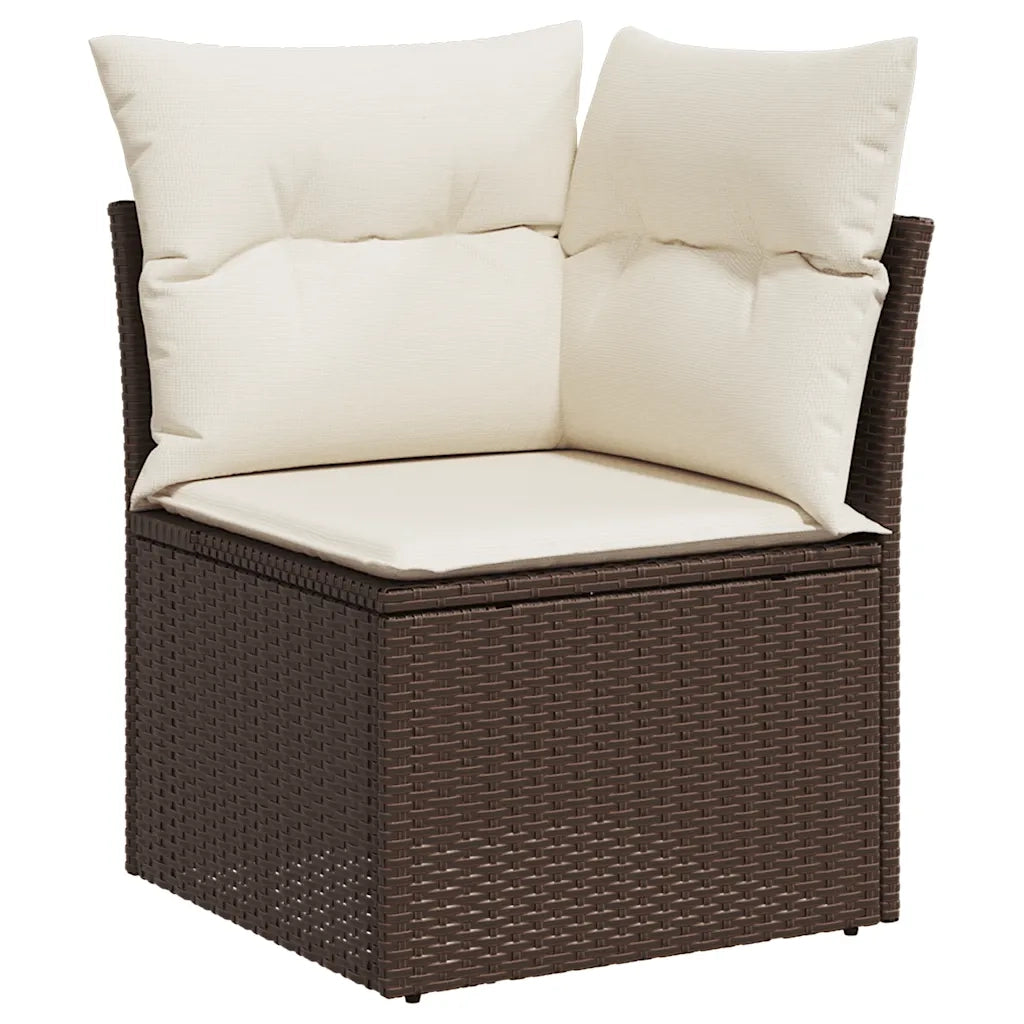 Set Divani da Giardino 11 pz con Cuscini Polyrattan Marrone 3218303