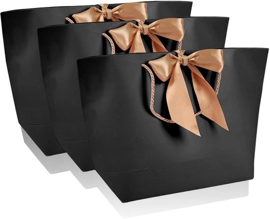 Confezione di 10 pezzi - Sacchetto di regalo in carta - Biodegradabile - Maniglia dorata - Ideale per matrimonio/festa di compleanno - Dimensioni 21x7x15 cm - Borsa di regalo