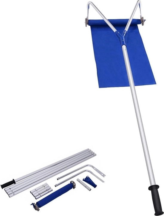 Sneeuwschep per tetto con manico antiscivolo e ruote - Pala neve in alluminio - Portata di estensione 180-661 cm