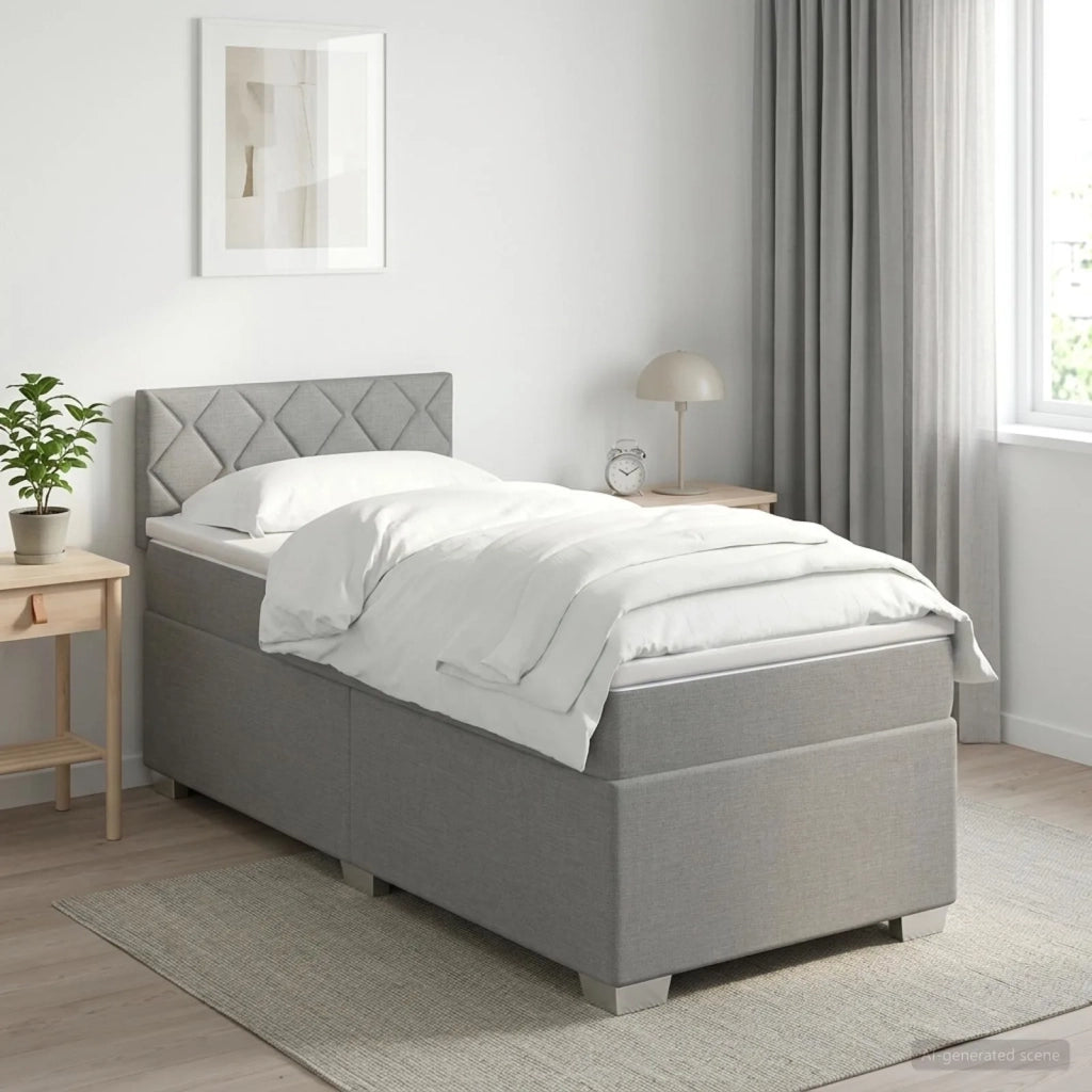 Letto con Box Spring, Materasso e LED Grigio Chiaro 90 x 200 cm 3451861