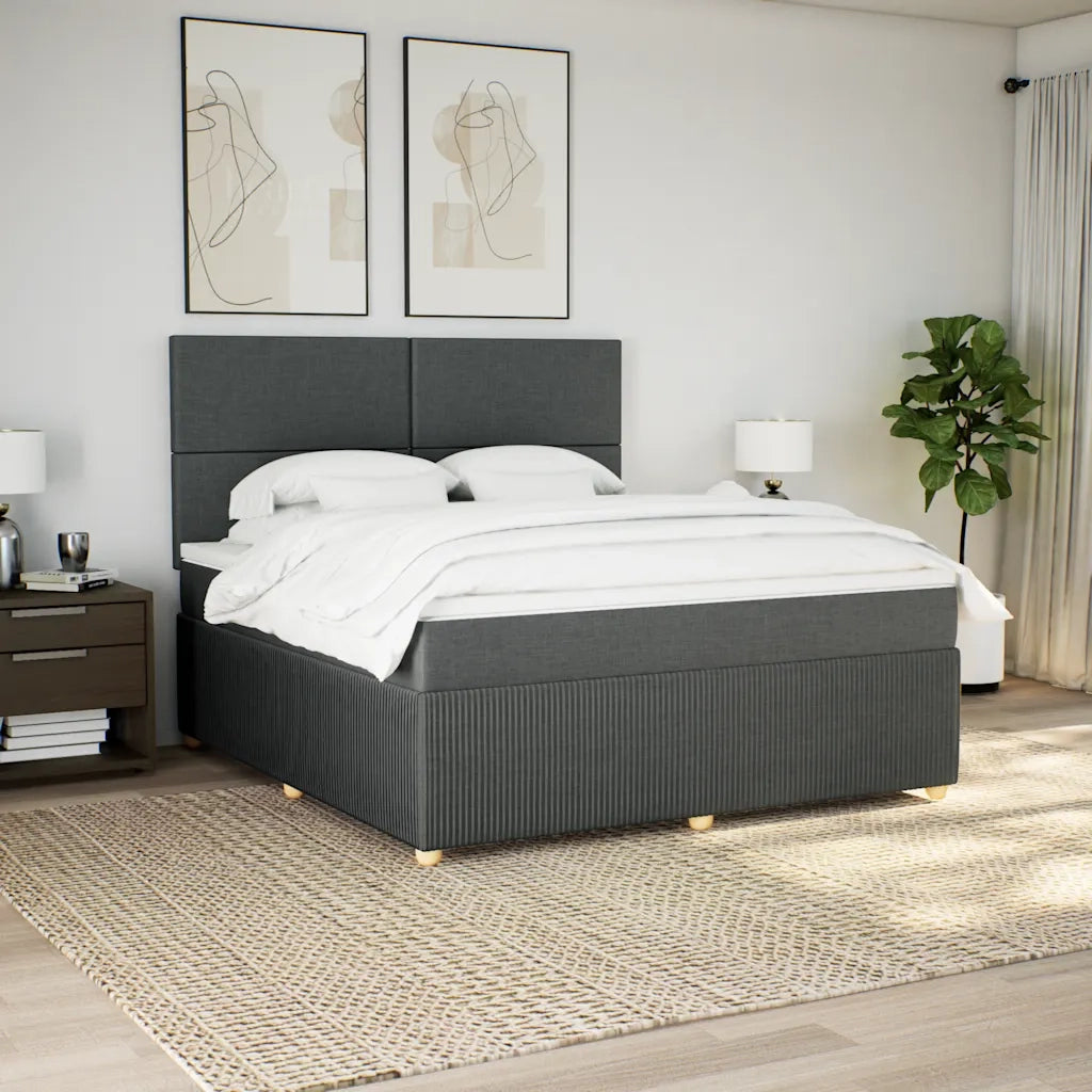 Giroletto a Molle con Materasso Grigio Scuro 180x200 cm Tessuto 3294429
