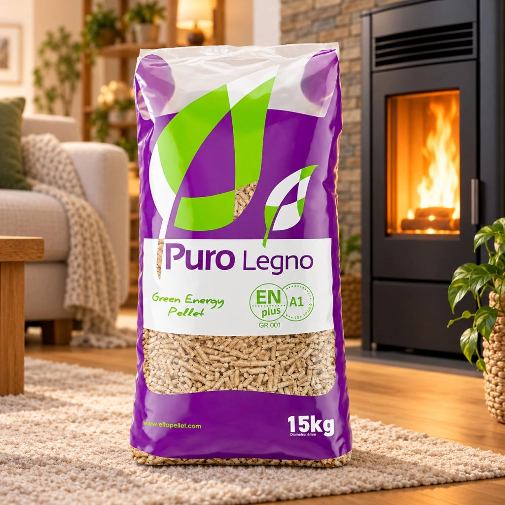 Pellet puro legno green energy en plus a1 sacco da 15 kg Ø 6 mm