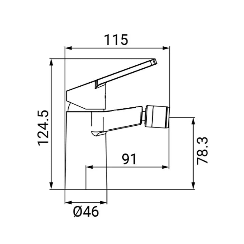 Miscelatore bidet cromato con leva in metallo - Serie Fluid