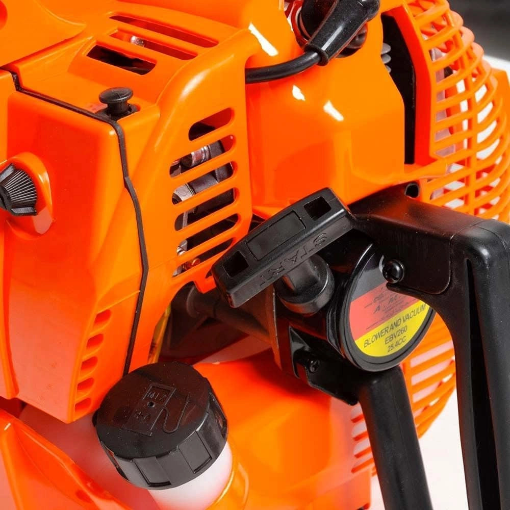 Soffiatore a Scoppio 2 Tempi 25,4 cc, con funzione Aspiratore, Compatto e Leggero, Doppio Tubo Incluso, Sacco Raccolta 50L Omaggio, Kit Accessori e Manutenzione, Ideale per Foglie e Giardino.