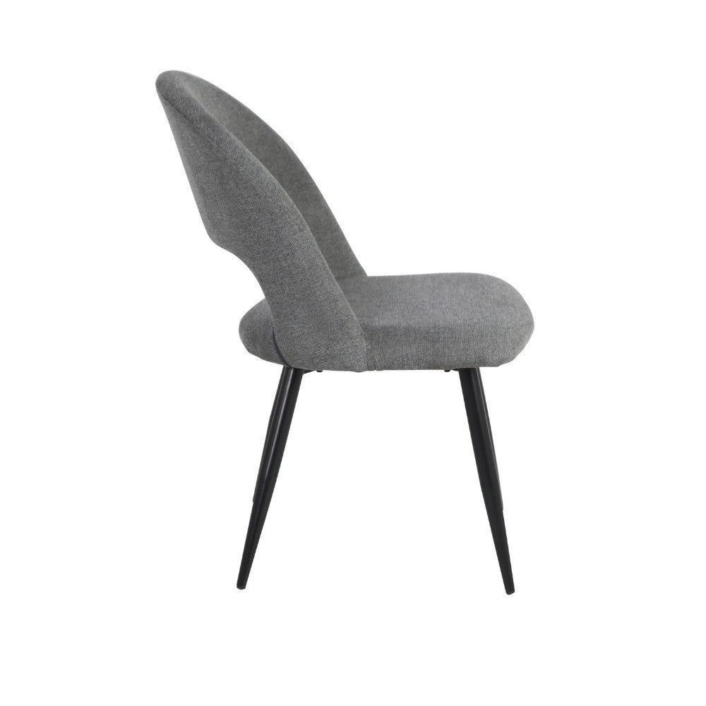 Set 2 Sedia in tessuto grigio e gambe nere Lunetta