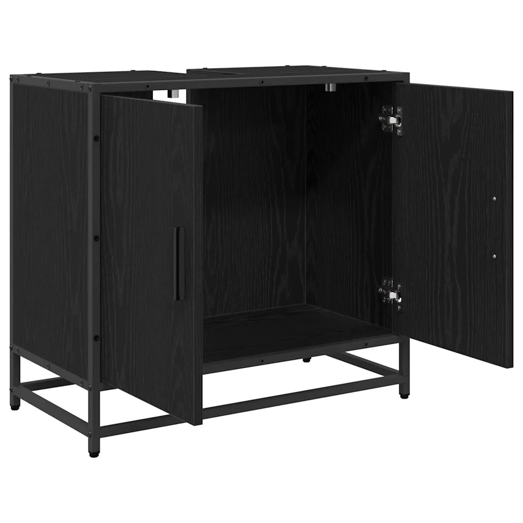 Mobile Lavabo | Armadio per Lavabo da Bagno Rovere Nero 65 x 33 x 60 cm