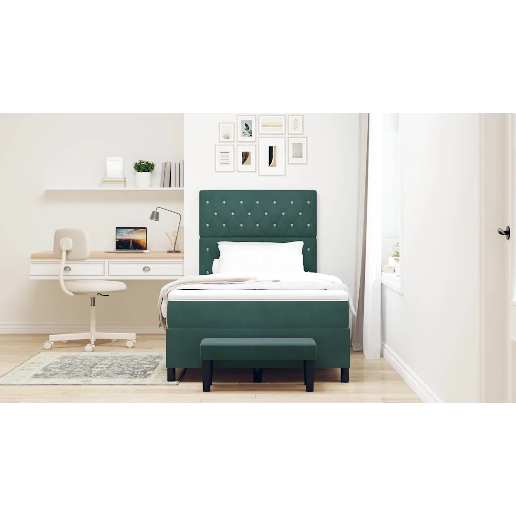 Letto a molle con testiera Verde scuro 190 x 120 cm Velluto 3344435