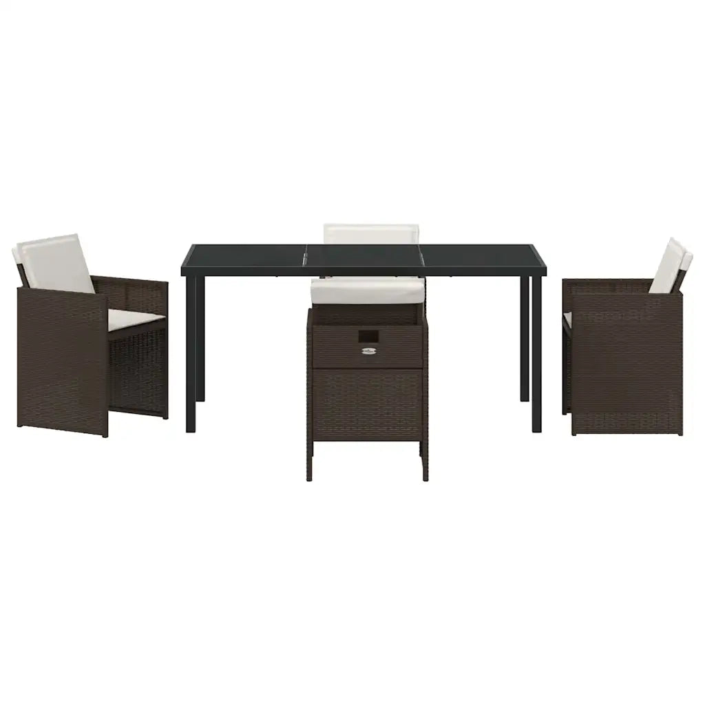 Set da Pranzo per Giardino 5 pcs Marrone polyrattan