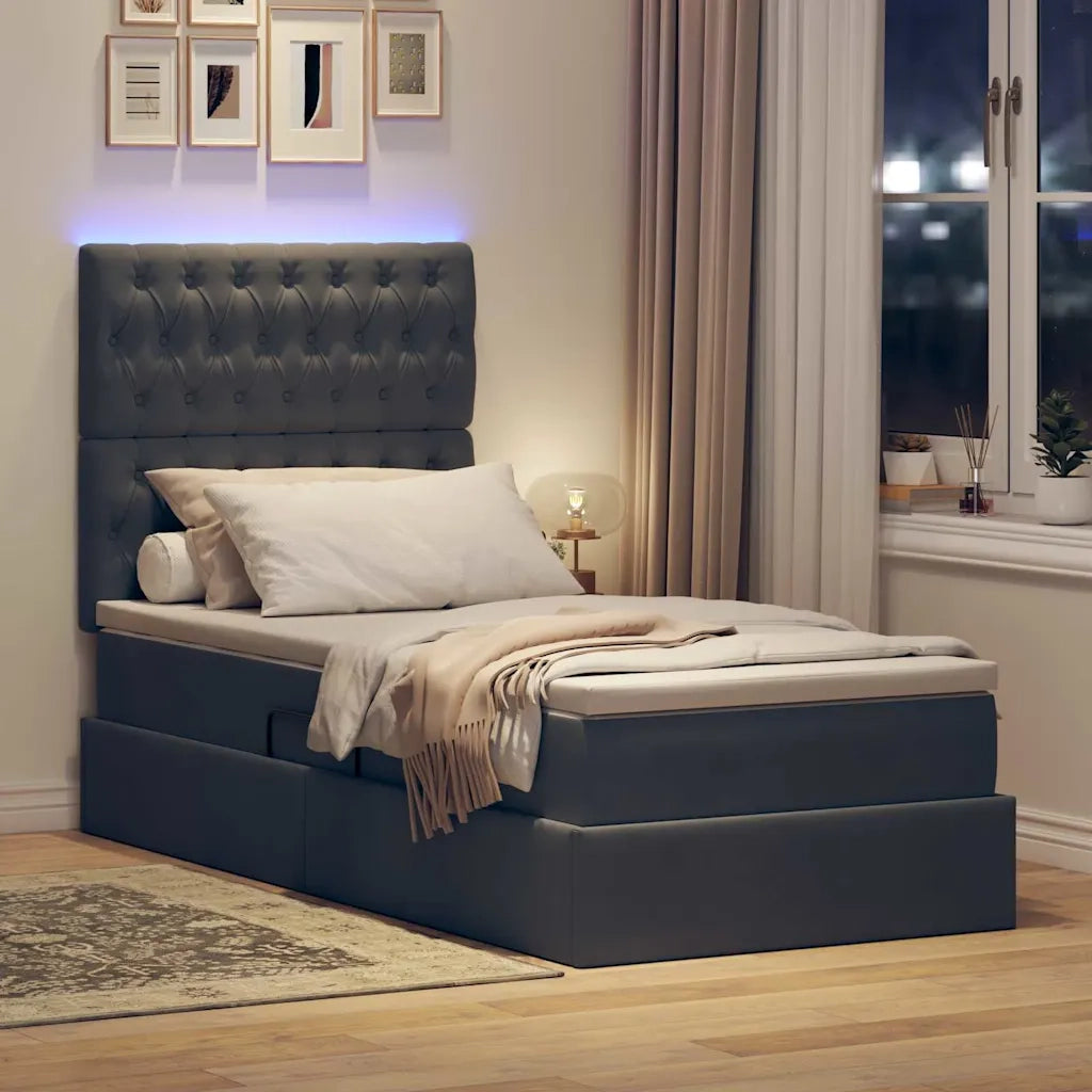 Letto con contenitore e LED Grigio scuro 90 x 200 cm Velluto 3372700