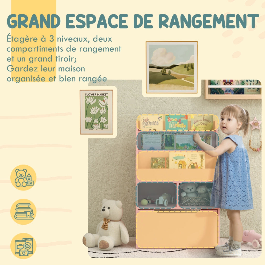 Libreria con cassetti e ripiani ¨C zephmum ¨C rosa 80x30x180
