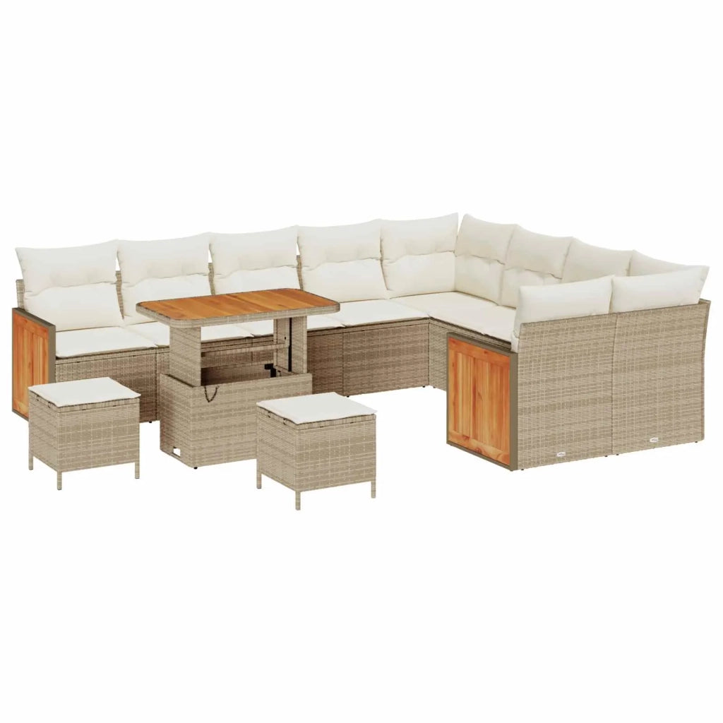 Set Divano da Giardino con cuscino 12 pcs Beige e Crema 3363216