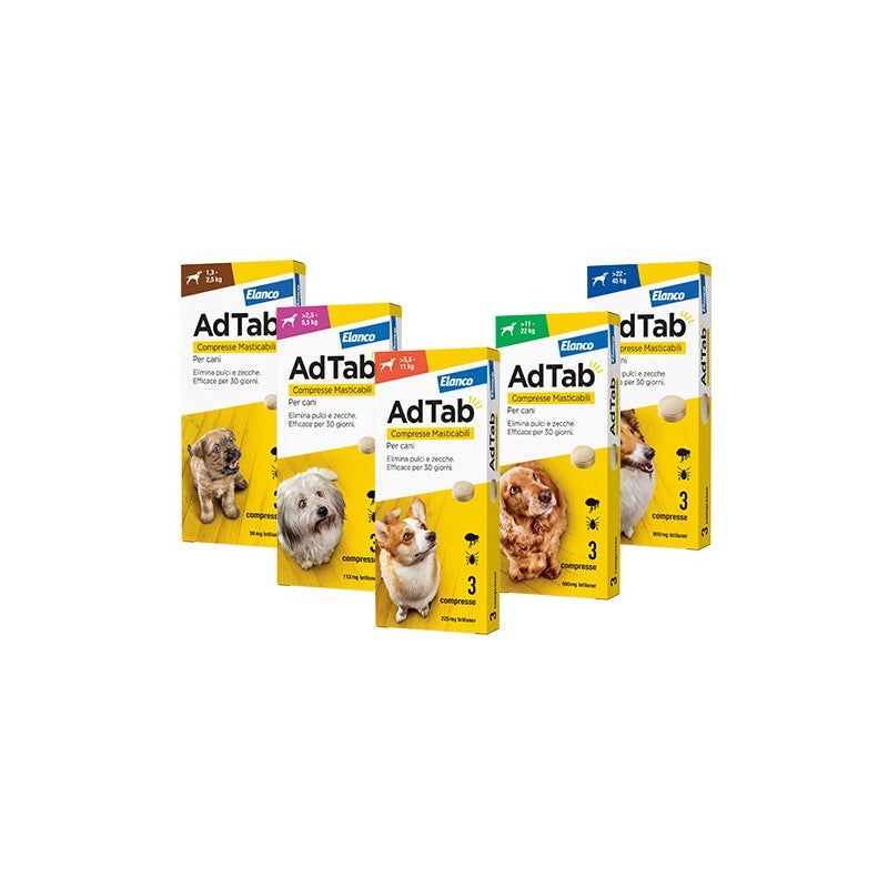 Compresse masticabili AdTab per cani 11–22 kg – 3 pz – Protezione mensile antiparassitaria