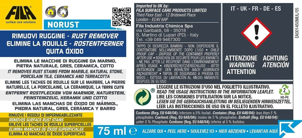 Fila Norust Ml.75 Rimuovi Ruggine Per Marmi Lucidi