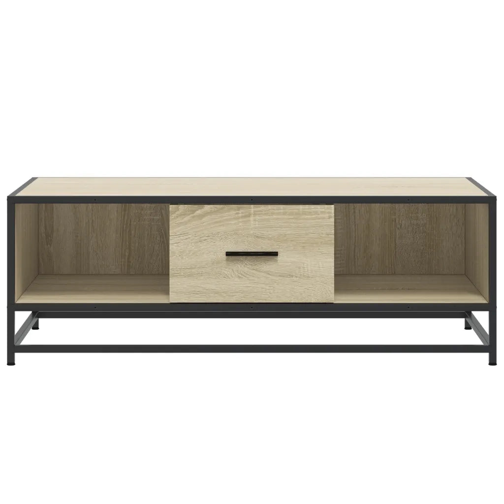 Tavolino-Tavolino da soggiorno-Tavolo Rovere Sonoma 100x57x35 cm Legno Multistrato Metallo