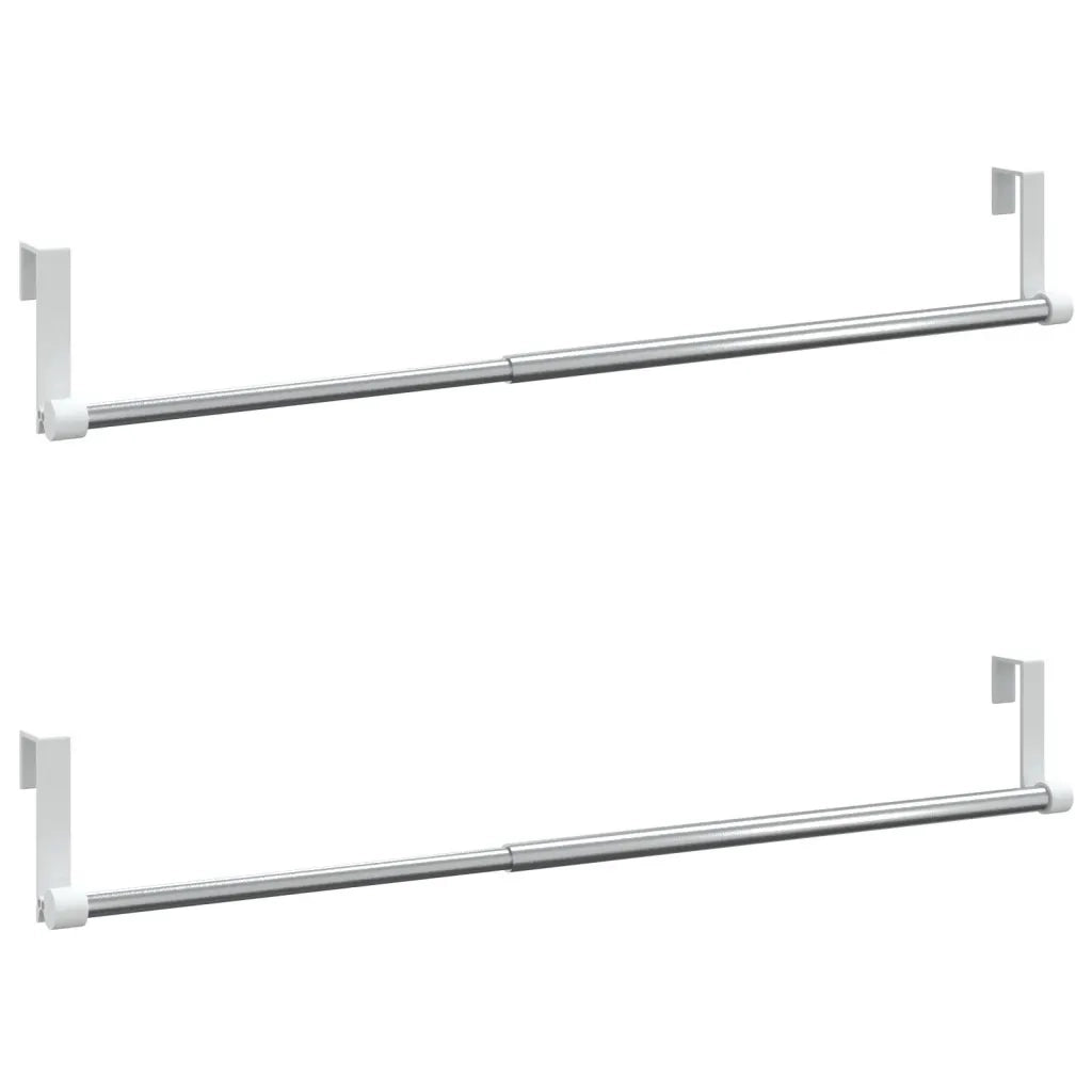 Binari per Tende 2 pz Bianco e Argento 40-60 cm Alluminio 154613