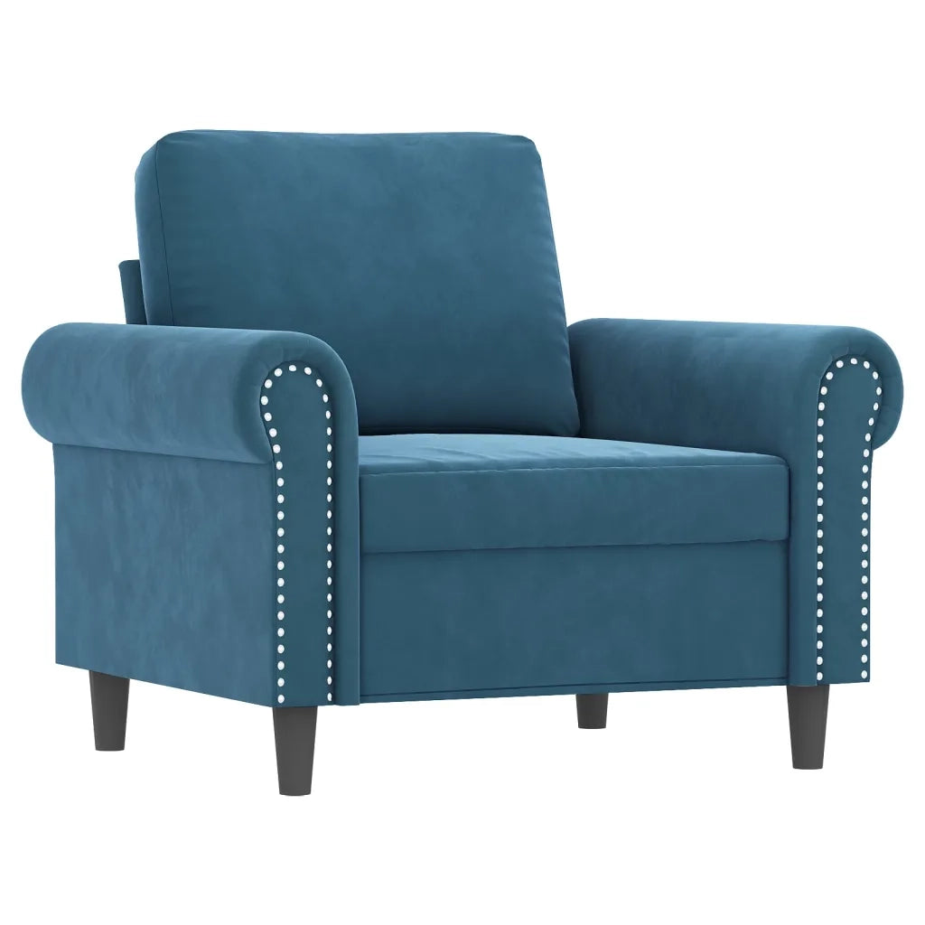 Set di Divani 3 pz con Cuscini Blu in Velluto 3202199