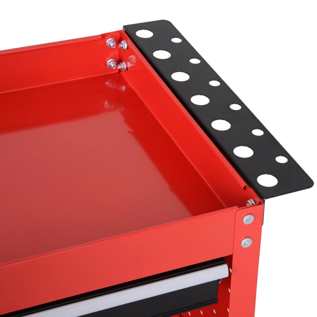 Carrello Porta Utensili con Maniglia e Cassetto 3 Ripiani ¨C Xylo ¨C Acciaio Rosso 82x35x76cm