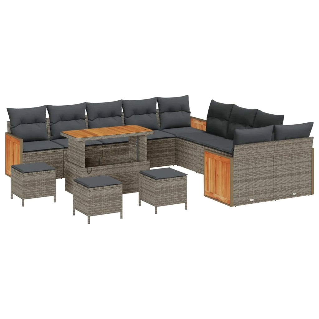 Set Divano da Giardino con cuscino 14 pcs Grigio 3363243