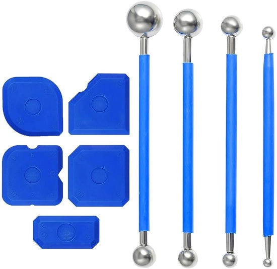 Strumento per rimuovere silicone 9 pezzi - Kit di rimozione silicone - Strumento per staccare silicone - Afdichting - Strumento per schiacciare silicone - Per pavimenti bagno e cucina