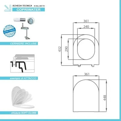 Copriwater slim softclose compatibile Vitra Integra round termoindurente bianco