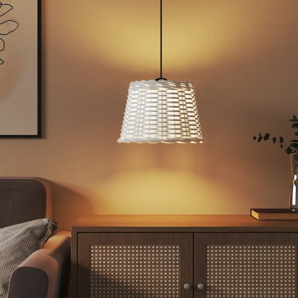 Paralume da Soffitto Bianco Ø30x20 cm in Vimini 364367