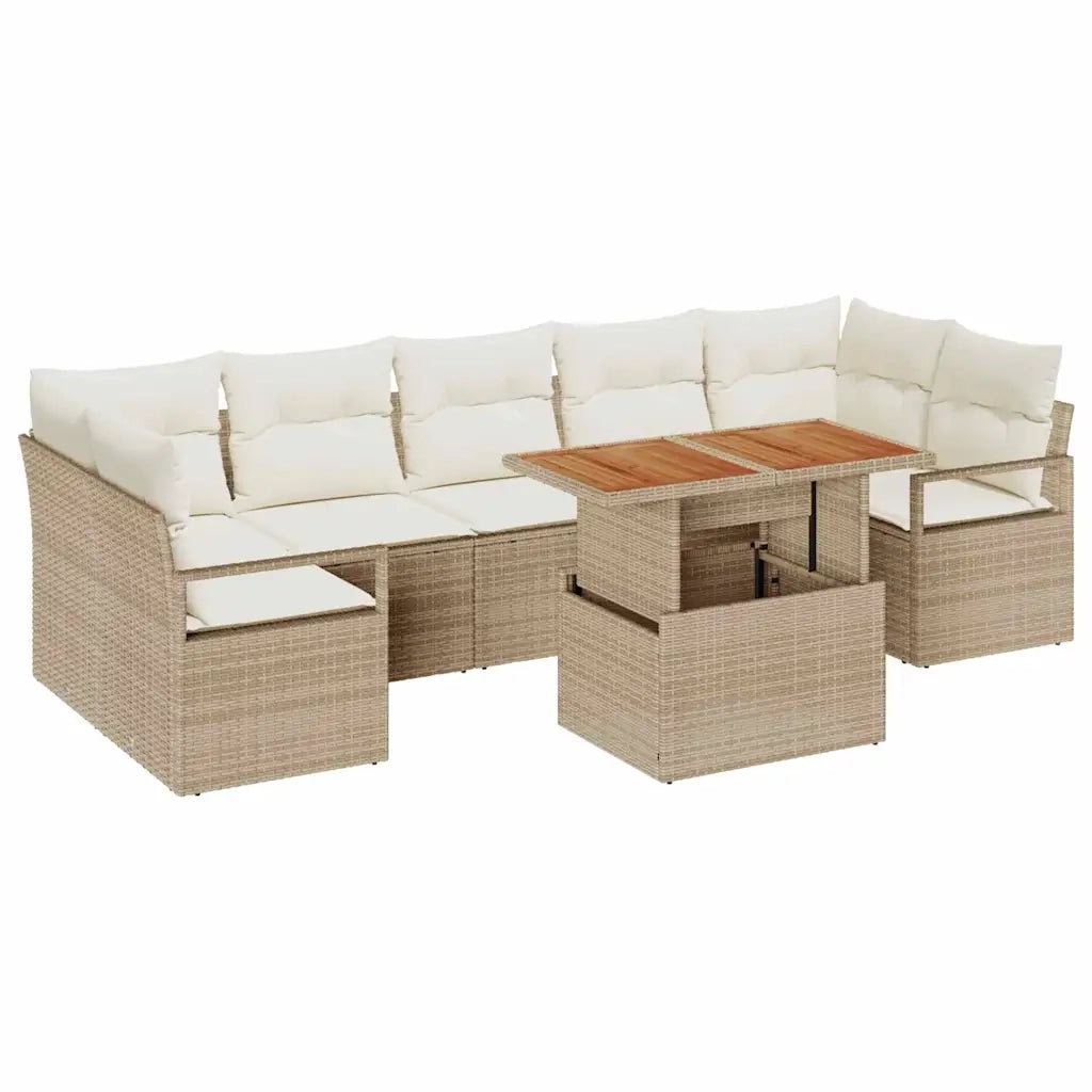 Set Divano da Giardino 8 pcs Beige Poly Rattan 3358416