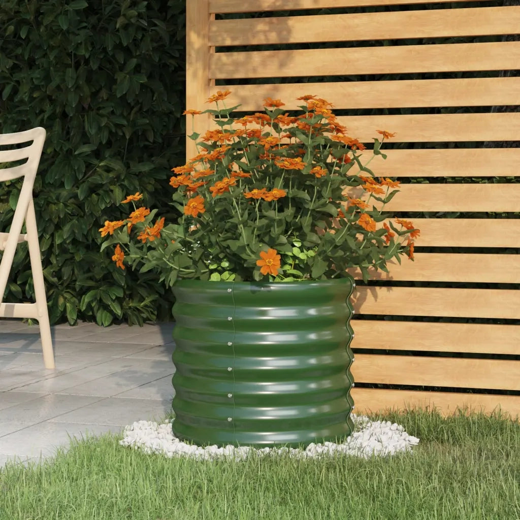 Vaso da giardino Acciaio zincato-Fioriera da Esterno-Contenitore per Piante 40x40x36 cm Verde