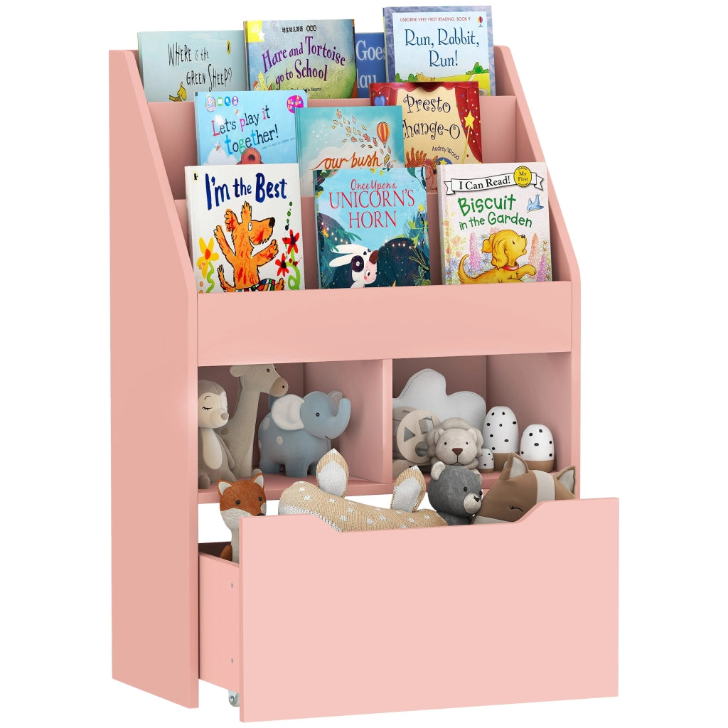 Libreria con cassetti e ripiani ¨C zephmum ¨C rosa 80x30x180