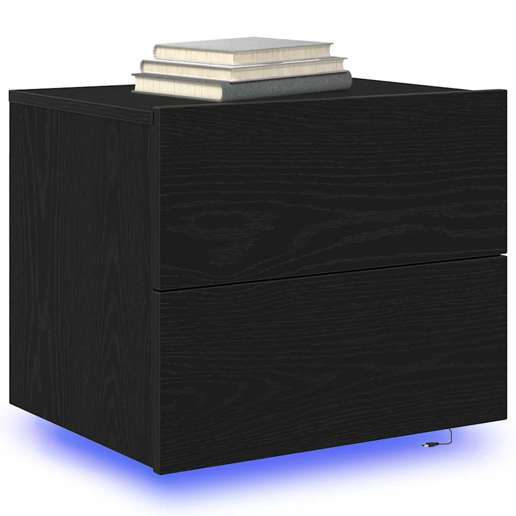 Armadio da Notte Rovere Nero 50 x 39 x 41 cm Legno multistrato 863076
