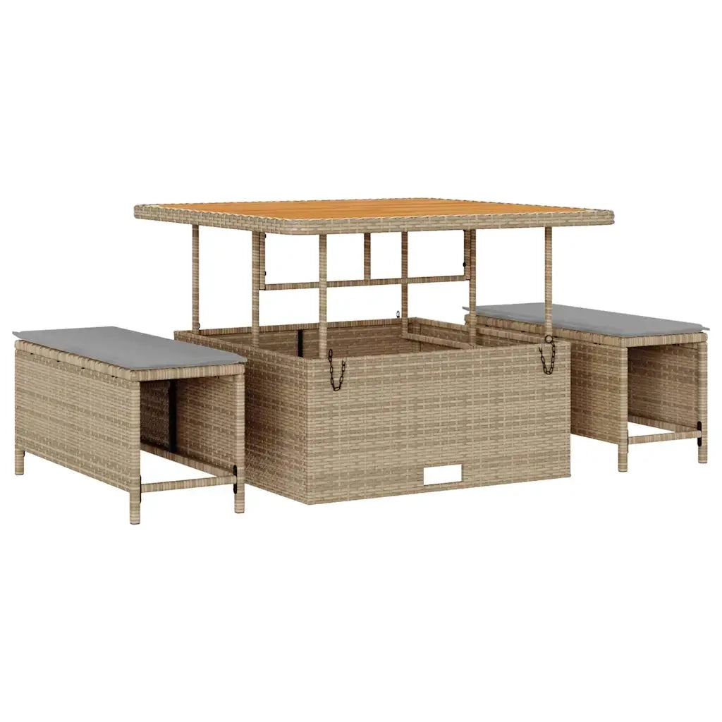 Set Divano da Giardino 9 pcs Beige polyrattan