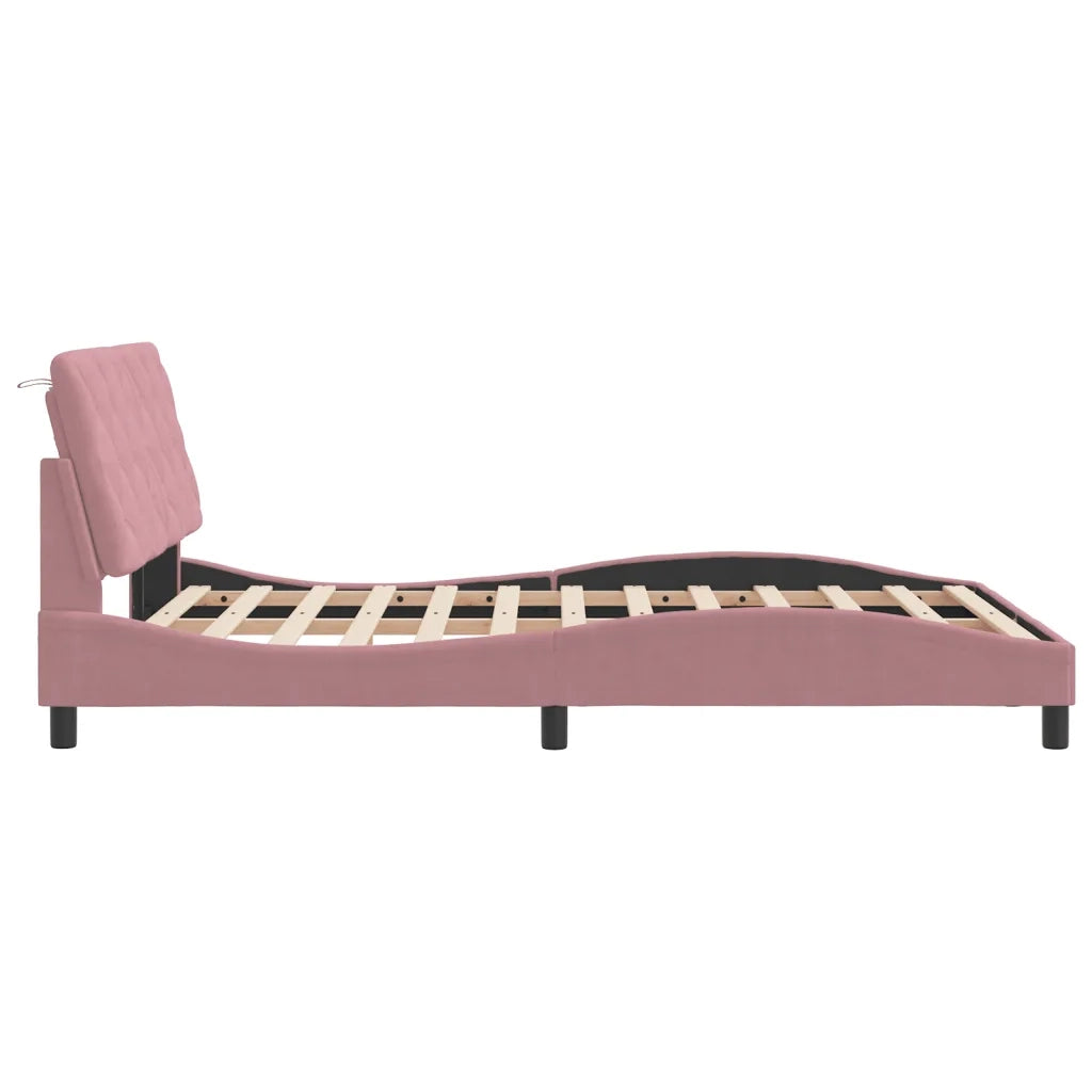 Giroletto con LED senza Materasso Rosa 140x190 cm in Velluto 3213854