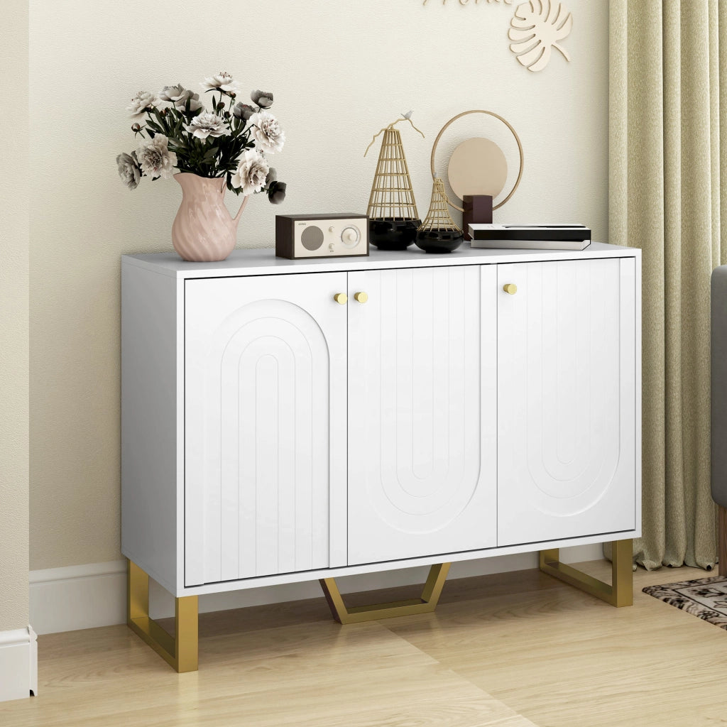 Mobile TV con cassetti e scaffali regolabili ¨C Minimal ¨C 106.5x35x77.5 cm, bianco
