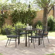 Set da Pranzo per Giardino 5 pcs Nero polyrattan
