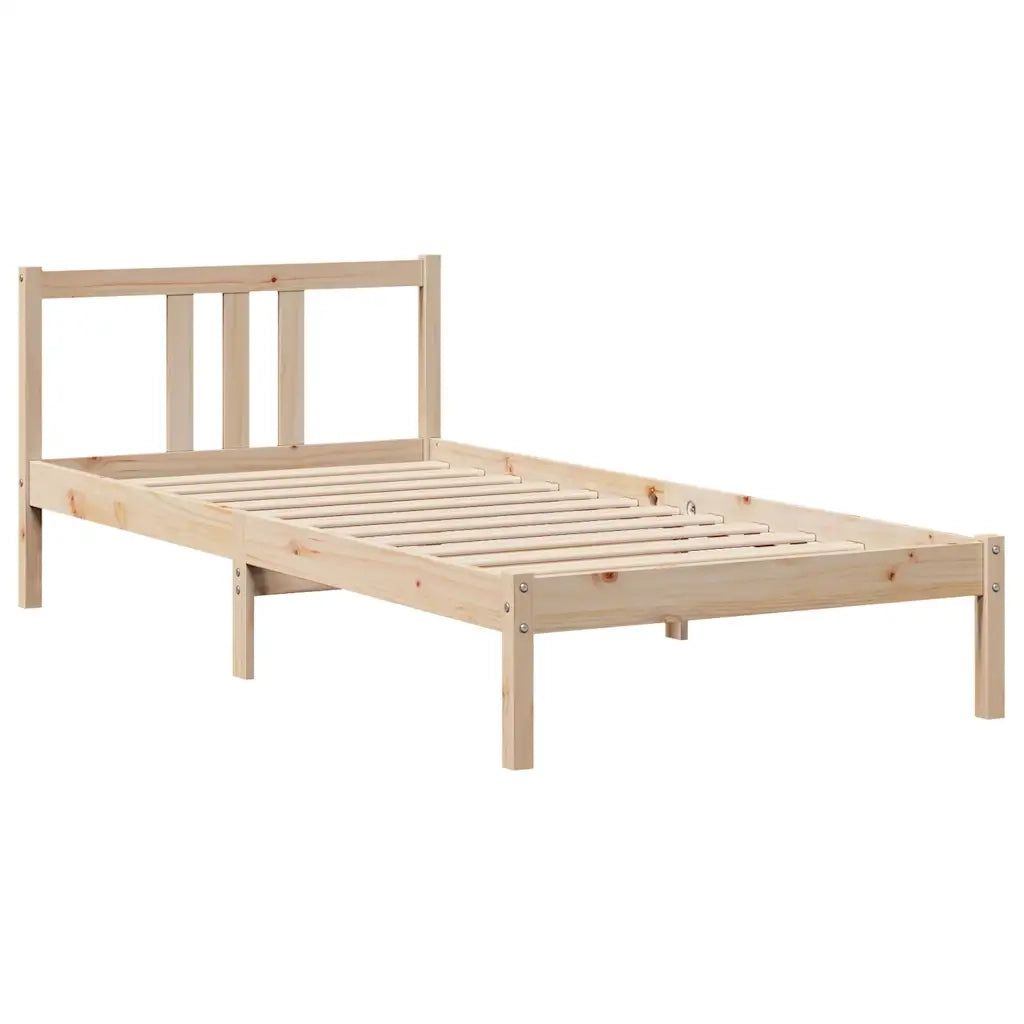 Letto singolo | Letto per adulti | Giroletto con Testiera 90x190 cm in Legno Massello di Pino