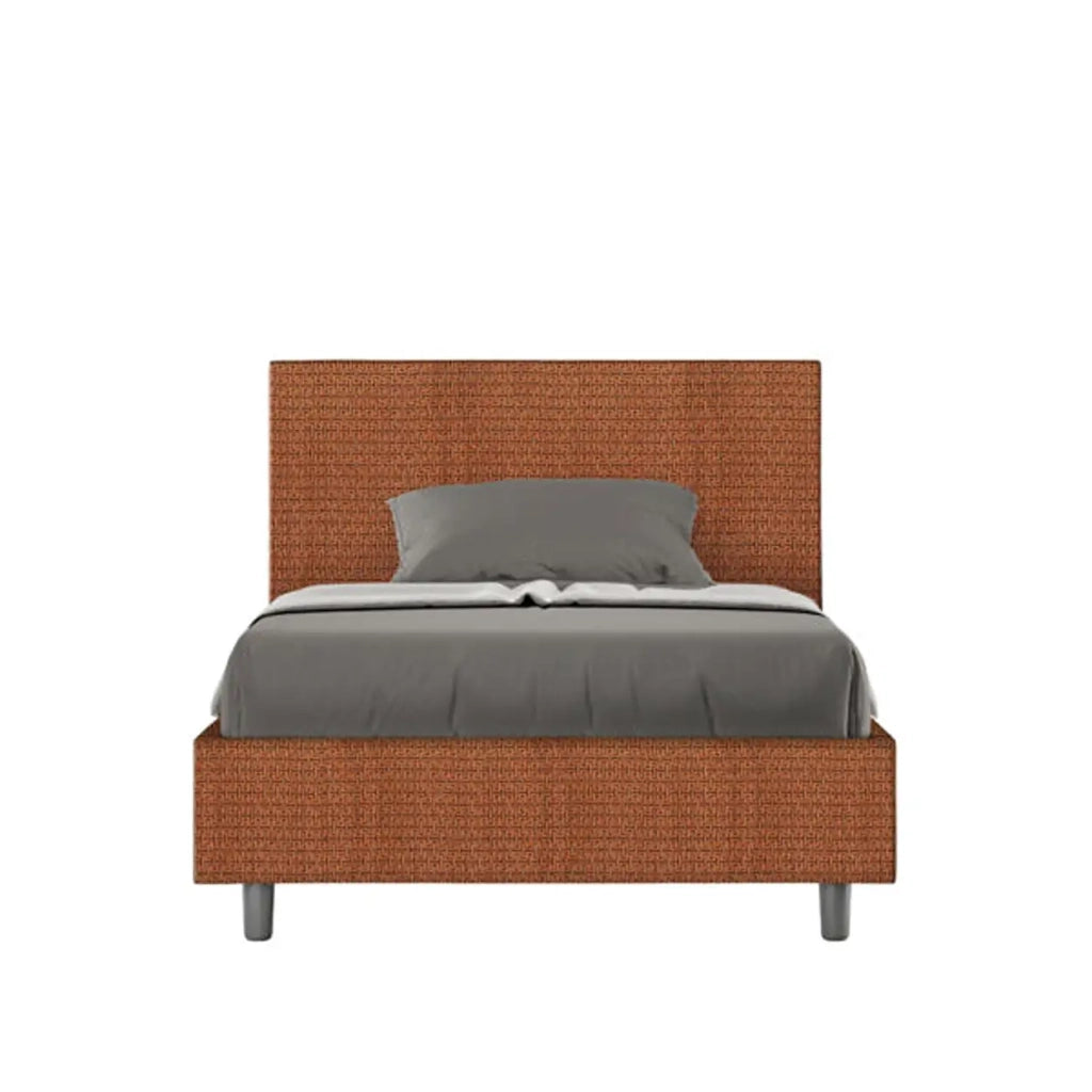 Letto una piazza e mezza senza rete imbottito 120x190 tessuto Labirinto 4 arancio Adele