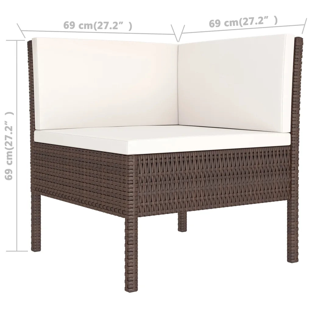 Set Divani da Giardino 6 pz con Cuscini in Polyrattan Marrone 3094371