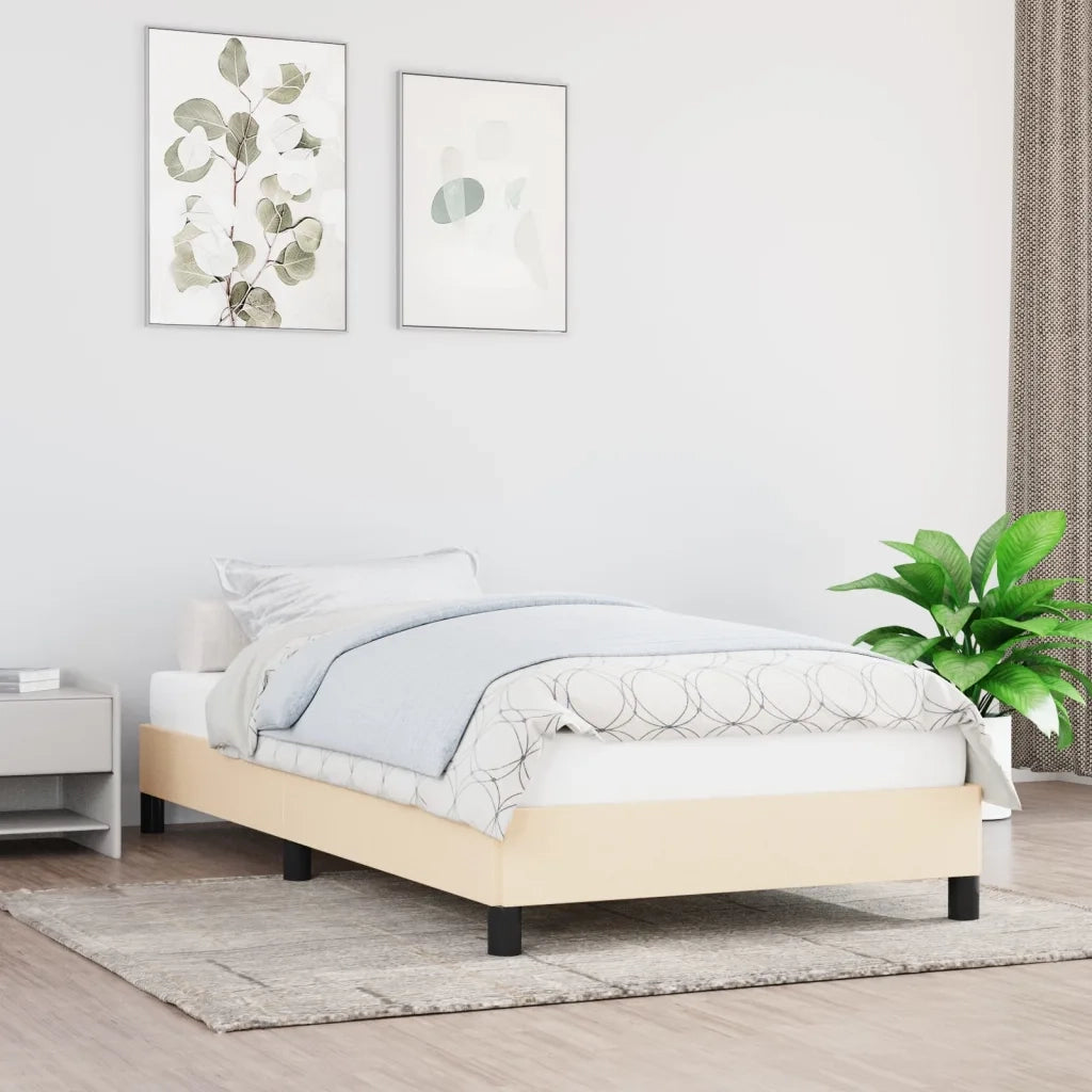 Letto singolo | Letto per adulti | Giroletto senza Materasso Crema 80x200 cm in Tessuto