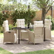 Set da Pranzo per Giardino con cuscino 5 pcs Beige polyrattan
