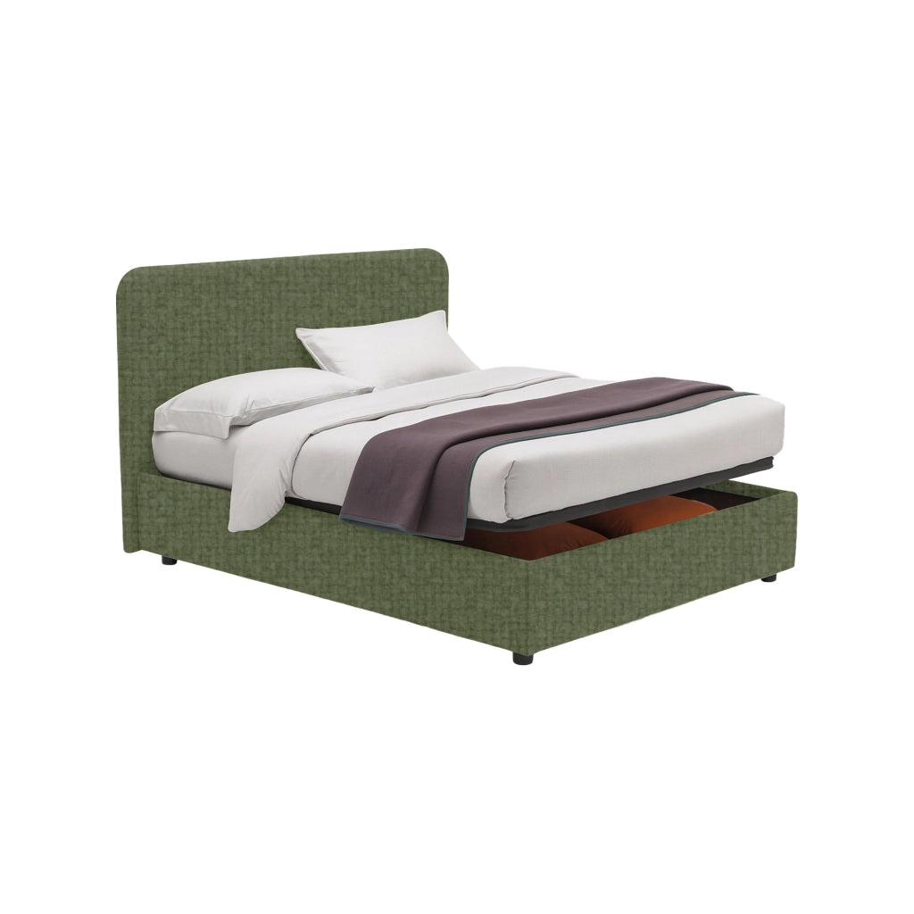 Slough, Letto Singolo Sfoderabile Made in Italy, Verde